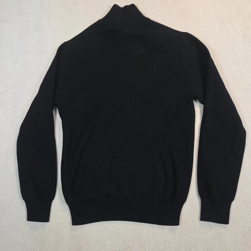 NWT Polo Ralph Lauren Mens Med Black  1/4 Zip Pima Cotton Waffle Knit  Sweater